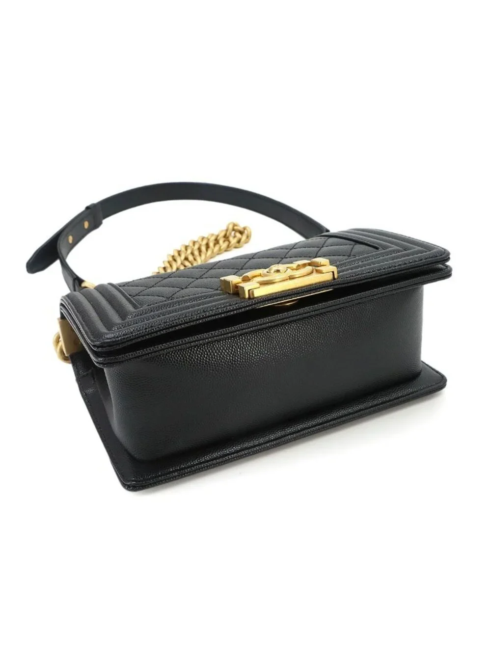 Chanel Boy Small Chain Shoulder Bag Caviar Leather Black